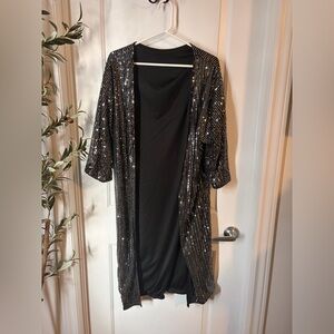 Elegant Black Sequin Robe